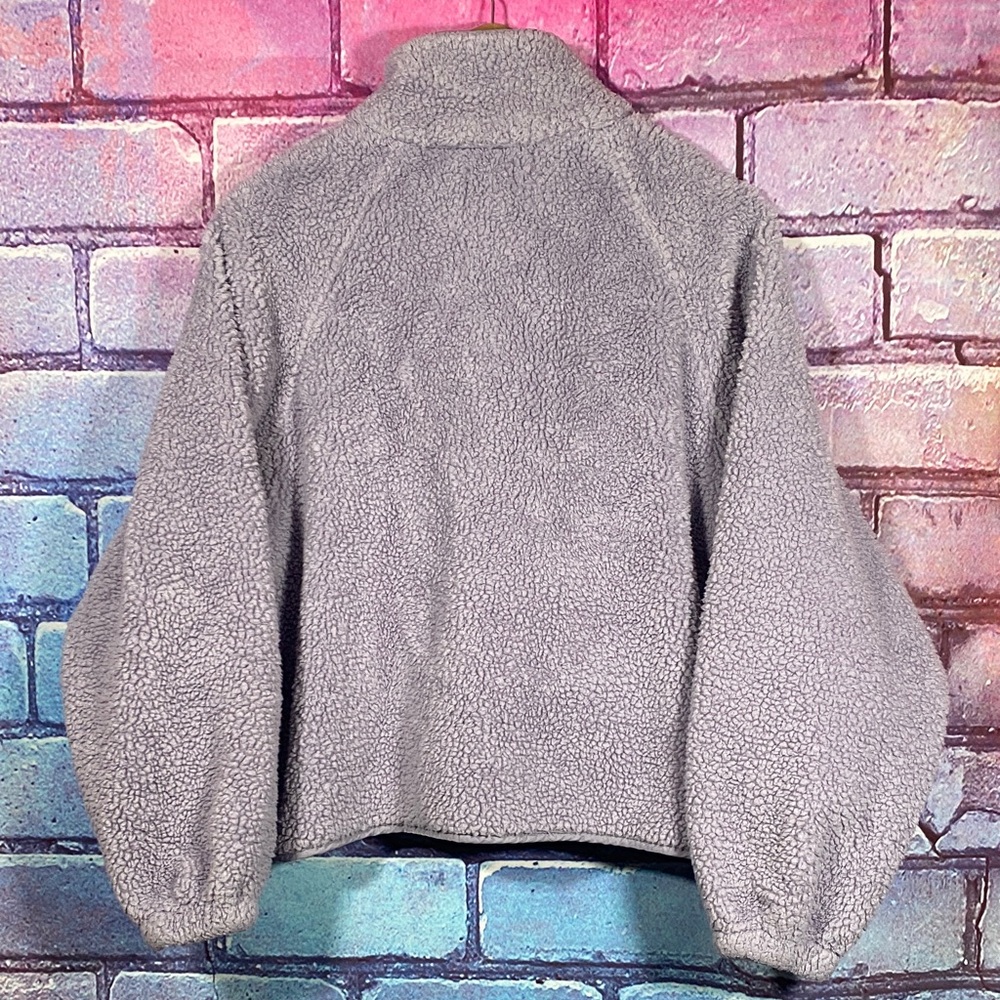 BDG Sherpa Fleece Jacket Small Gray Zip Up - Picture 5 of 11